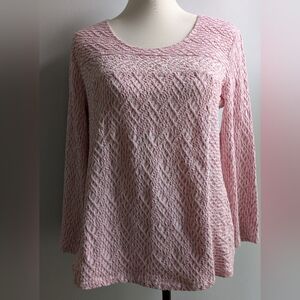 EUC....Habitat Pink/White Textured 100% Cotton Women's Top Size M